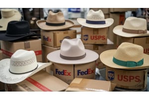 hats in a storage waiting to be packaged