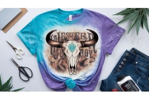 a colorful western t-shirt with bull design and DIY kit