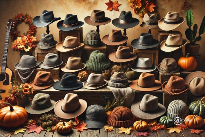 best selling fall hat styles on a displays