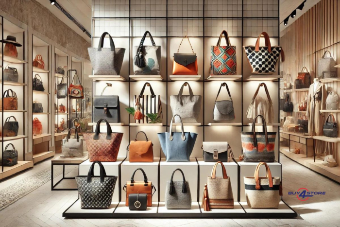 different style of bags showcased in a store