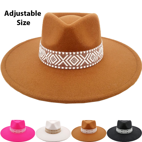 Large Brim Wool Felt Native Band Winter HATs for Women