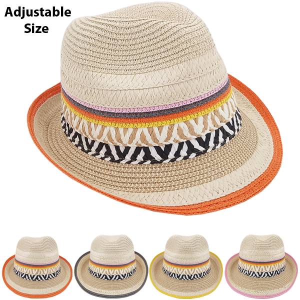 Elegant Adjustable Multicolor Straw Party Trilby Fedora HAT