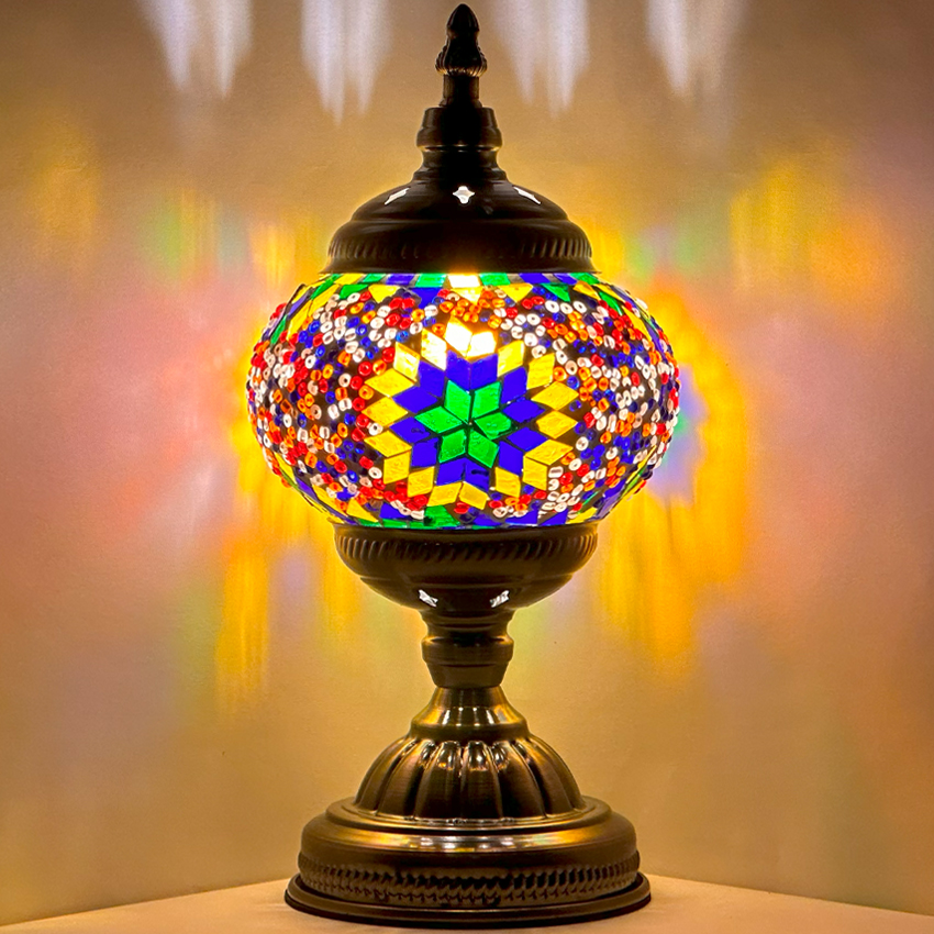 Rainbow Mosaic Table Lamp with Orange colors - Without Bulb