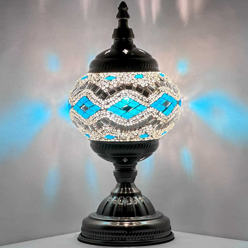 VINTAGE Mosaic Night Lamps with Silver Blue colors - Without Bulb