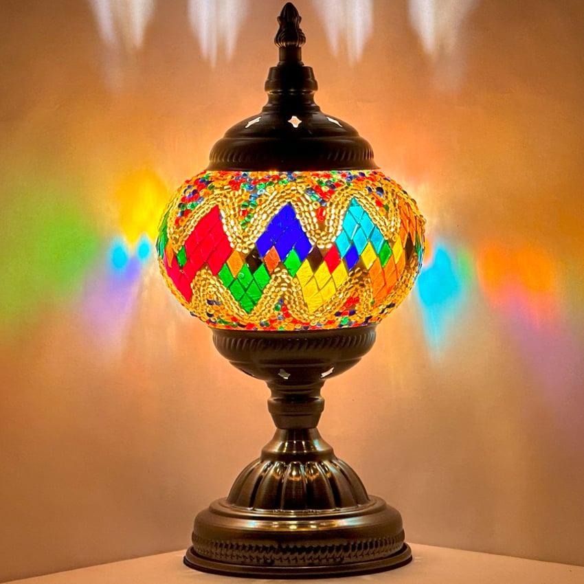 VINTAGE Mosaic Night Lamp with Golden Rainbow colors - Without Bulb