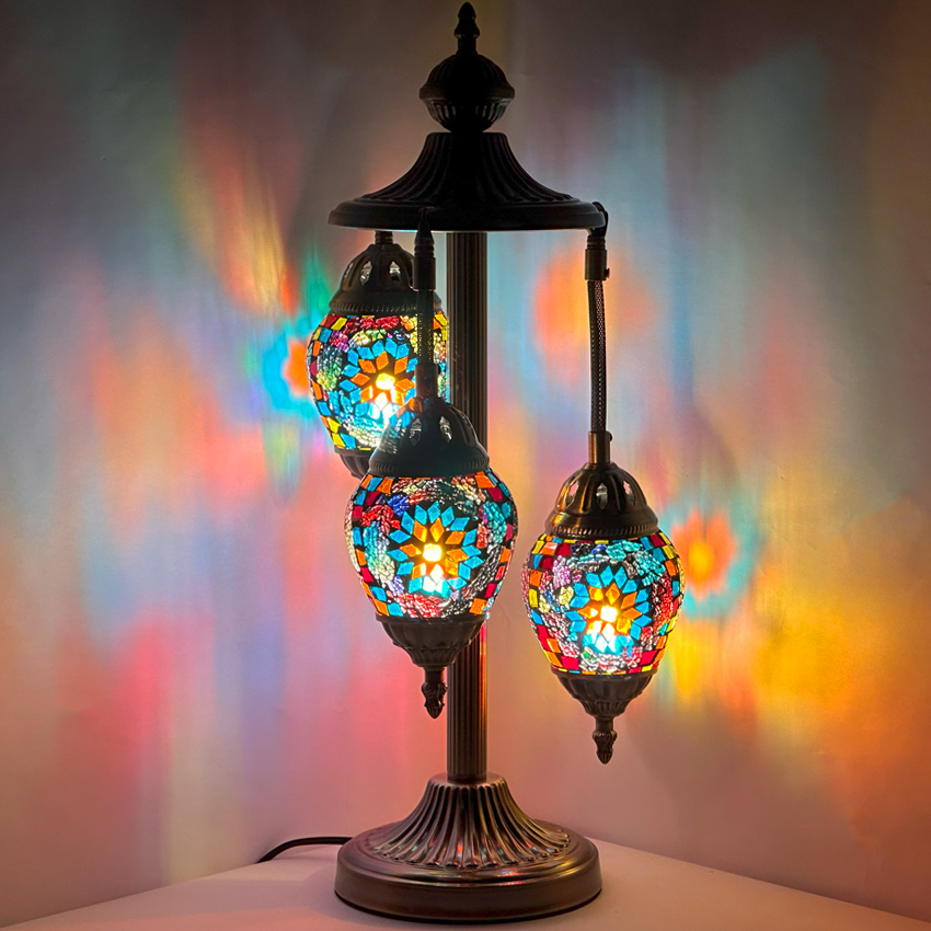 Coral Reef Egg Shaped Turkish LAMPs with 3 Globes - Without Bulb