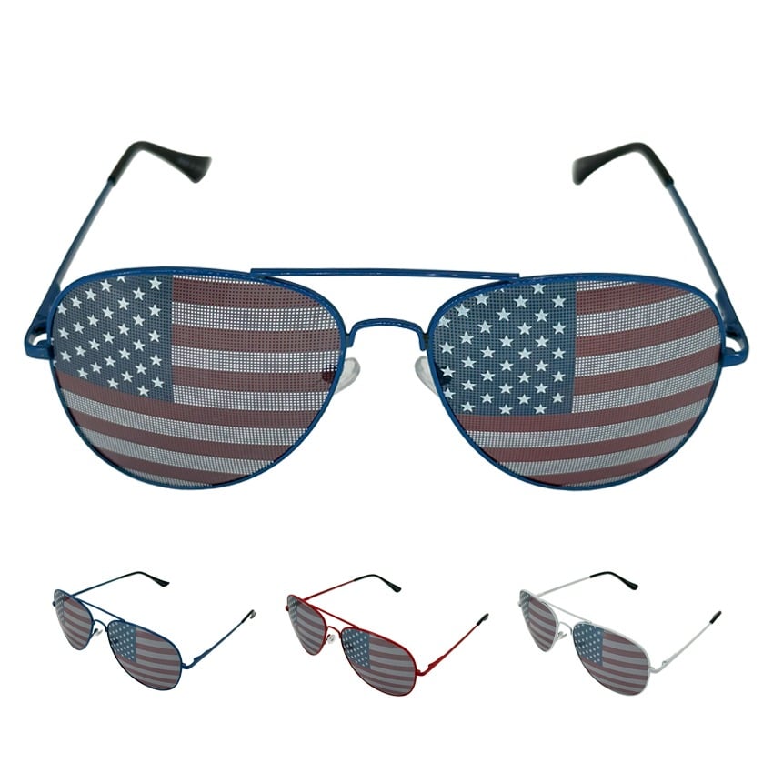 American Flag METAL Flag SUNGLASSES for Men and Women - Assorted Colors | UV 400