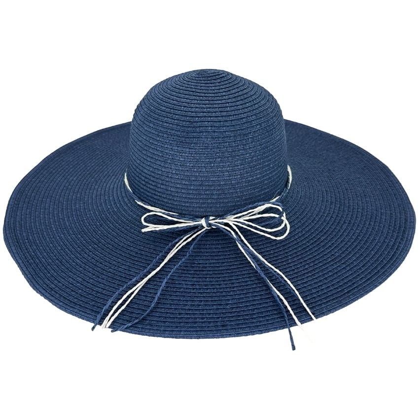 Navy Blue Wide Brim Summer Hats for Ladies - METAL Easy-shape Brim Support