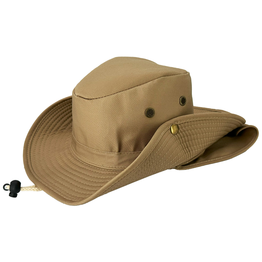 Beige CAMPING Boonie Hat for Men - Quick Dry Hat with Neck Flap