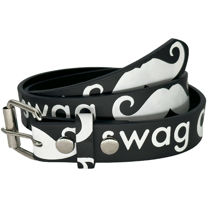 BELT Swag and Mustache on Black for Kids