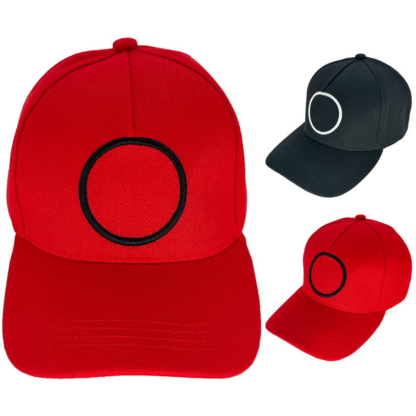 Circle Custom Embroidered Baseball CAPS - Red and Black