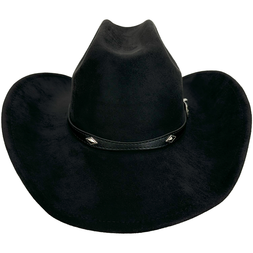 Black Felt Cowboy Hats with DIAMOND on Plain Leather Band