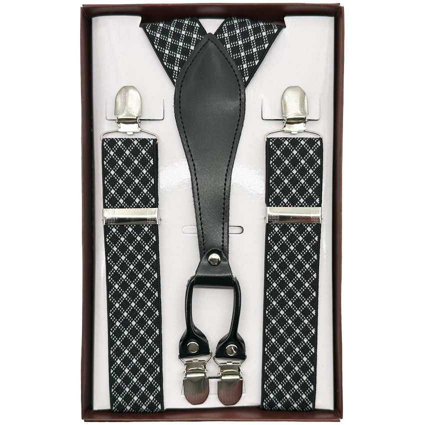 Checkered Black AB SUSPENDERS