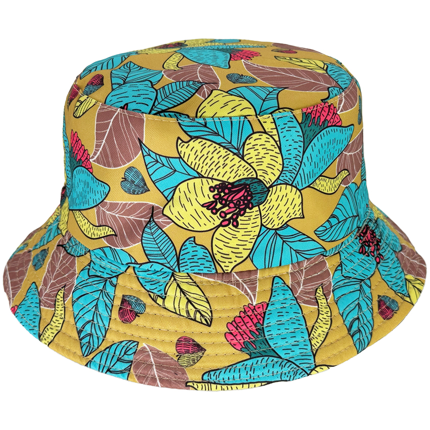 Wild Flowers Printed Bucket HATs - Sand Flowers Design