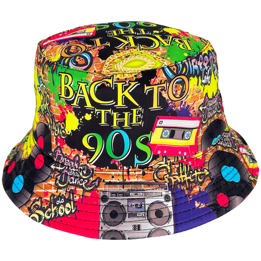 Retro Multicolor Printed Bucket HATs - Back to the 90s Design