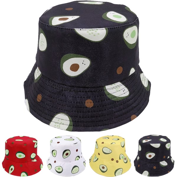 Tropical Bucket HATs - Avacado Print Reversible Sun Bucket Caps