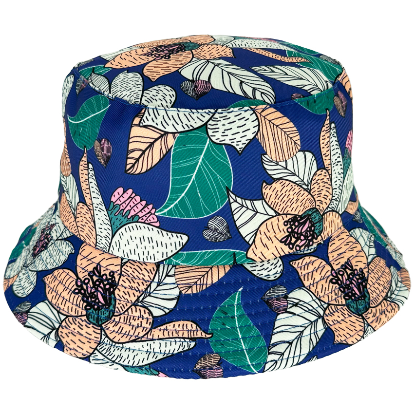 Aquatic Flowers Printed Bucket HATs - Water Lily Design