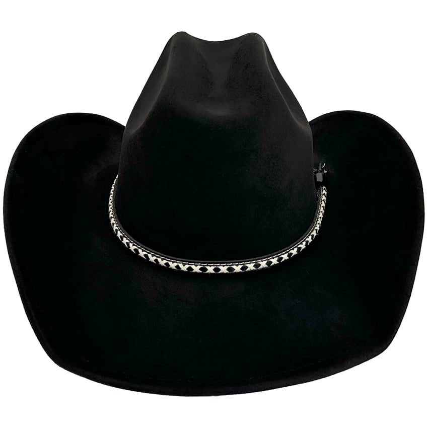 Black Blank Felt Cowboy HATs with X Embroidered Leather Band