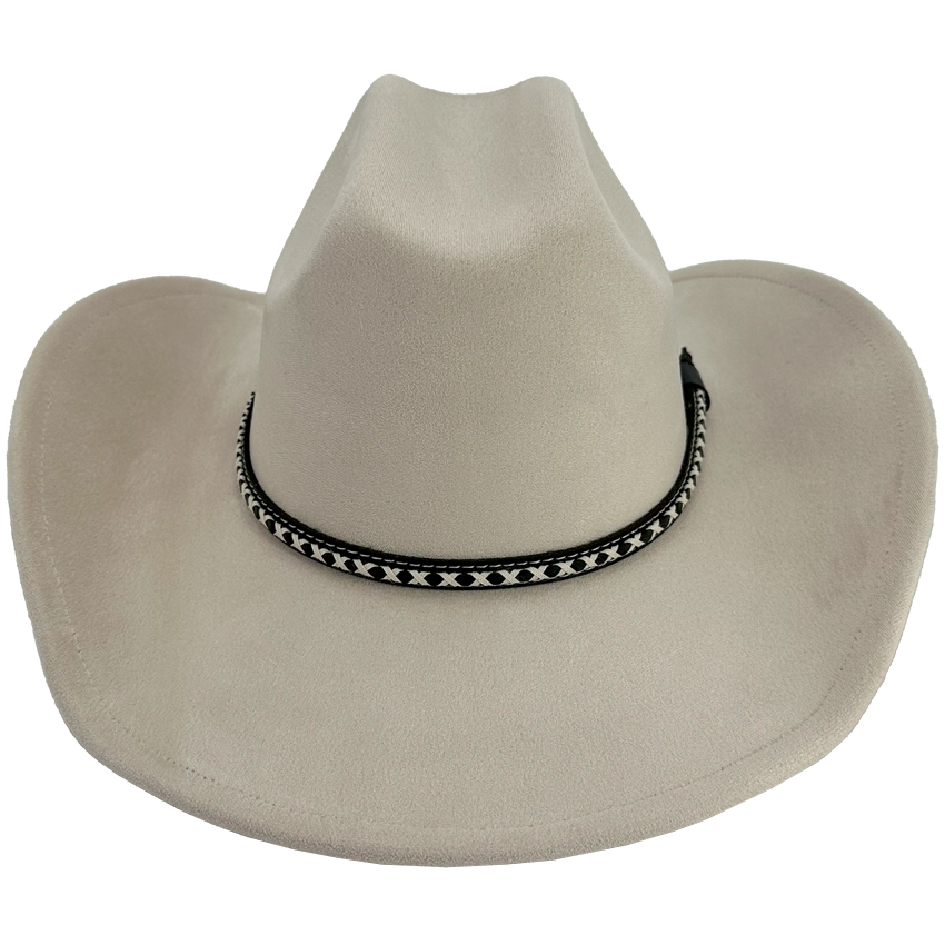 Cream Felt Cowboy HATs with X embroidered Leather Band