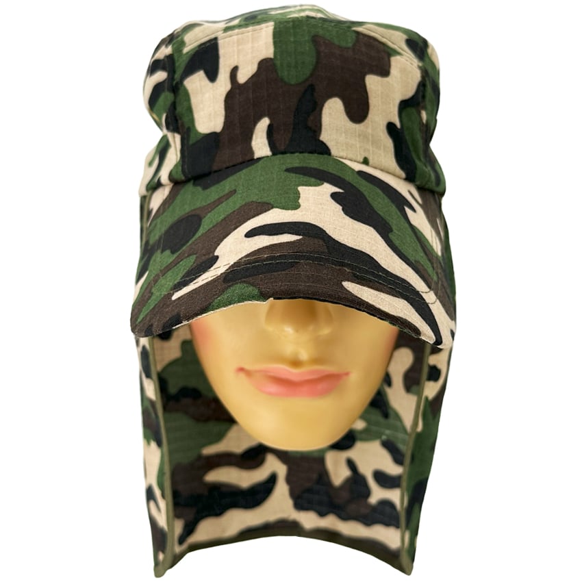 Camouflage Sun Summer CAPS for Men - Wide Visor with Neck Flap