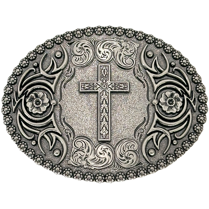 Silver Floral Design Christian BELT BUCKLES