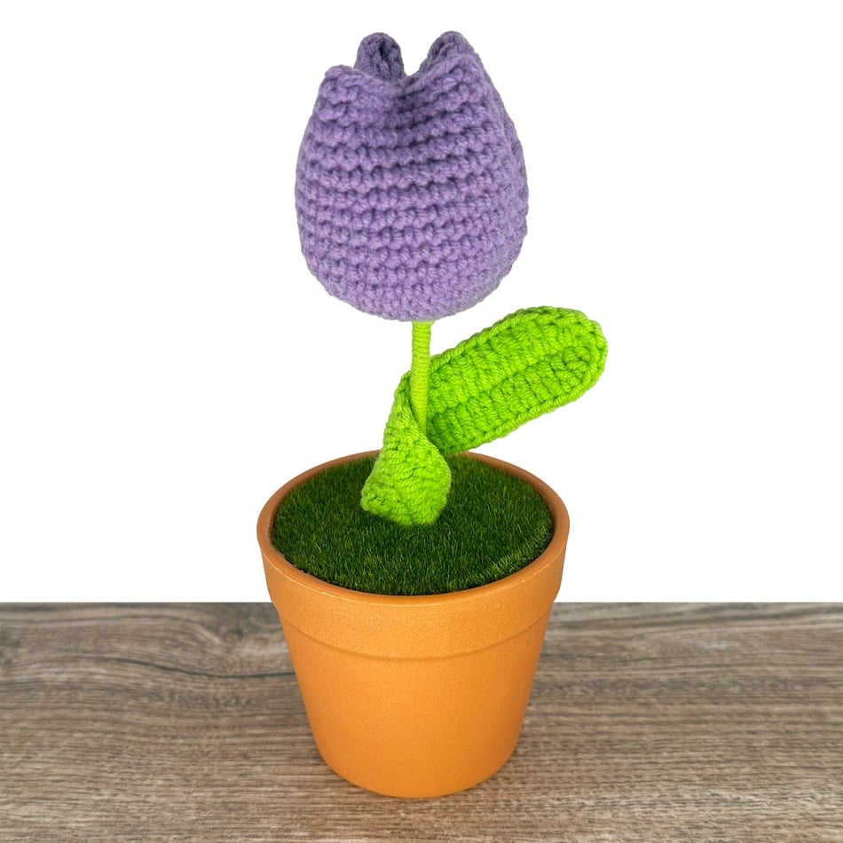 Fat Purple Crochet Tulip in a VASE