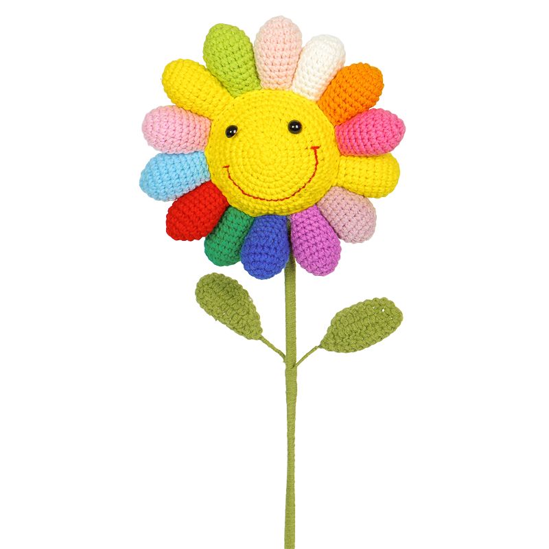 Crochet FLOWERS Set - Rainbow Smiling SunFLOWER Design