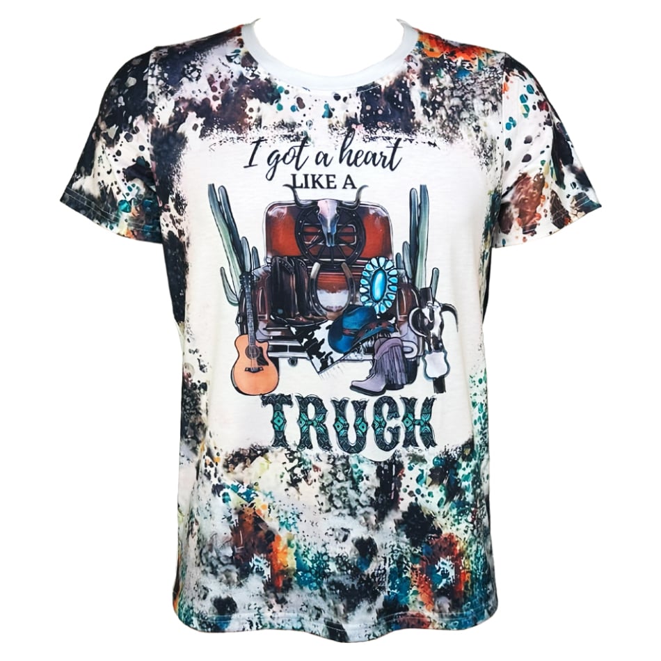 Custom Western T-Shirts - I got a Heart like a TRUCK Crew Neck SHORT Sleeve