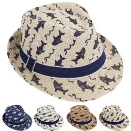 Shark Print Trilby Fedora Hat Set