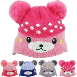 Kid's Winter Hat Set - Cute Bear With Hat Beanie