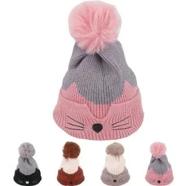 Kid's Winter Beanie Hat - Cat Whiskers Design