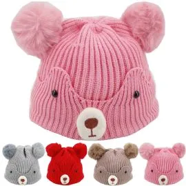 Gorro de invierno para niños - Lindo diseño de oso con orejas