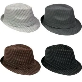 High-Quality Pinstripes Mix Color Trilby Fedora Hat Set