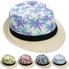 Adult Straw Trilby Fedora Beach Hat Set