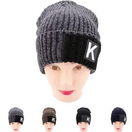 Gorros de invierno tejidos a rayas para mujer