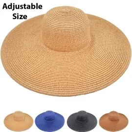 Sombrero de verano flexible de paja ajustable de ala ancha