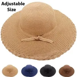 Sombreros de playa de verano de ala ancha ajustable y flexible para mujer