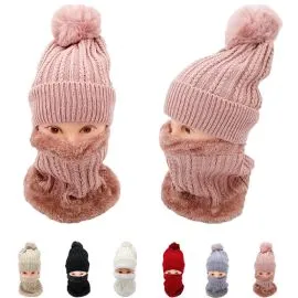 Conjunto de gorro y bufanda de punto a rayas Gorros de invierno para mujer