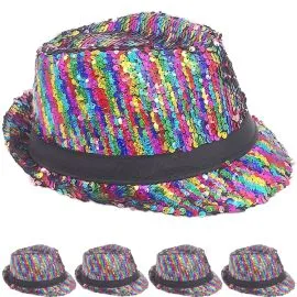 Sombrero de fiesta Trilby Fedora con lentejuelas irlandesas brillantes