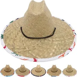 Lightweight Raffia Straw Kid Print Under Brim Sun Hat-2