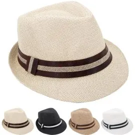 Conjunto de sombrero Fedora Trilby de paja informal de tendencia para adultos