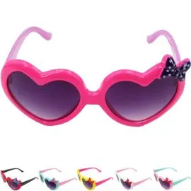 Kid Sunglasses with Heart Frame and Ribbon Design