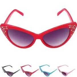 Kid Sunglasses with Rhinestones and Pointy Design - 400 UV