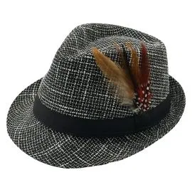 Conjunto de sombrero Fedora Trilby blanco y negro para adulto