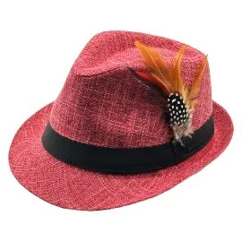 Quality Trilby Fedora Hats with Dried Rose Color with Feather