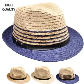 High-Quality Milan Straw Fedora Hat Set with Belt Band in Wholesale