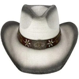 Wholesale Paper Straw Black Shade Star Style Leather Band Western Cowboy Hat. Buy in Bulk!