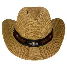 Wholesale Adjustable Unisex Paper Straw Cowboy Hat with Bull Band