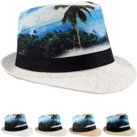 Tropical Beach Print Fedora Hat in Wholesale 