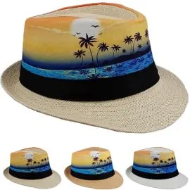 Sunrise Beach Print Fedora Hat in Wholesale